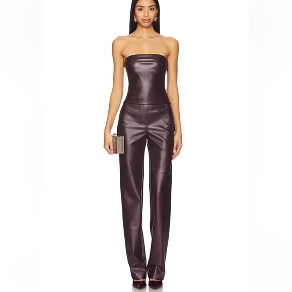 CULTNAKED Killa Pants Plum faux leather straight leg Revolve M - Picture 5 of 12